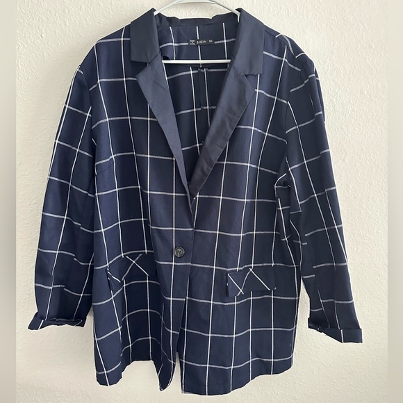 🌟 SHEIN Navy blue and white womens blazer size 3X - Picture 1 of 5